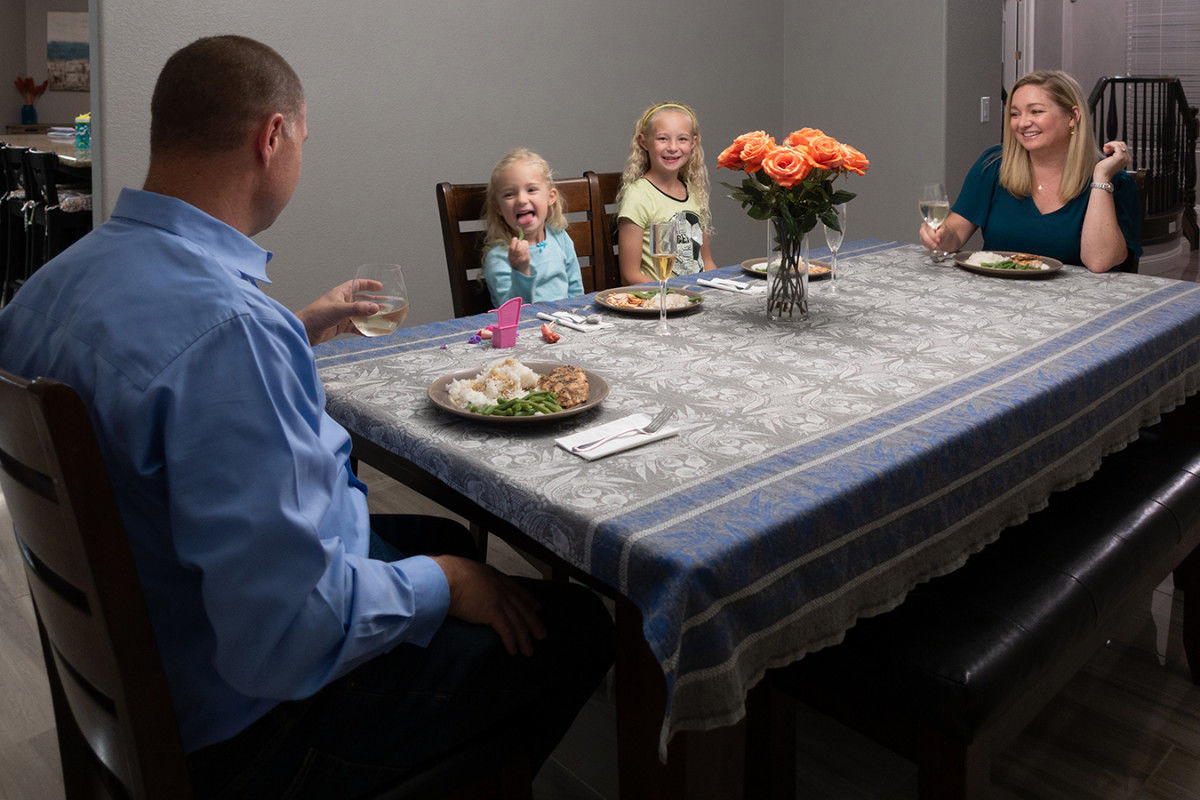 Bransons at dinner